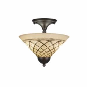 Semi-Flush with 2 Bulbs Shown In Bronze Finish With 12" Chocolate Icing Glass