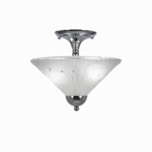 Semi-Flush with 2 Bulbs Shown In Chrome Finish With 12" Frosted Crystal Glass