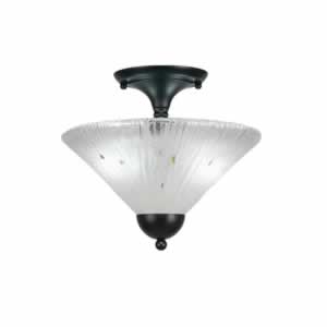 Semi-Flush with 2 Bulbs Shown In Matte Black Finish With 12" Frosted Crystal Glass