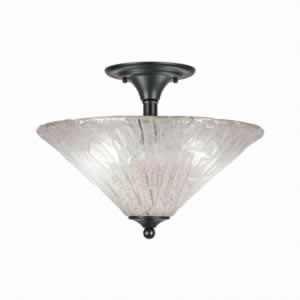 Semi-Flush with 2 Bulbs Shown In Matte Black Finish With 16" Italian Ice Glass