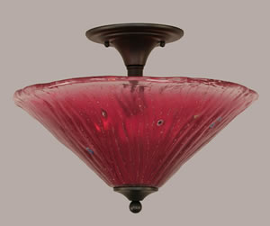 Semi-Flush with 2 Bulbs Shown In Matte Black Finish With 16" Wine Crystal Glass