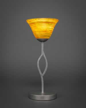 Revo Mini Table Lamp Shown in Aged Silver Finish With 7" Firré Saturn Glass