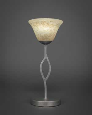 Revo Mini Table Lamp Shown in Aged Silver Finish With 7" Italian Glass