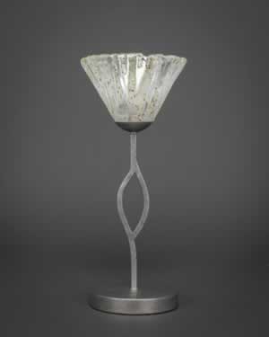 Revo Mini Table Lamp Shown in Aged Silver Finish With 7" Italian Ice Crystal Glass
