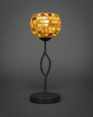 Revo Mini Table Lamp Shown In Dark GraniteFinish With 6" Copper Mosaic Glass