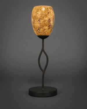 Revo Mini Table Lamp Shown In Dark GraniteFinish With 5" Gold Fusion Glass