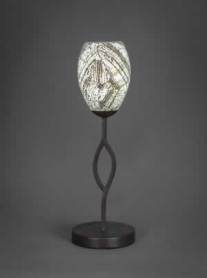 Revo Mini Table Lamp Shown in Dark Granite Finish With 5” Natural Fusion Glass