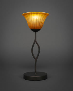Revo Mini Table Lamp Shown In Dark Granite Finish With 7" Tiger Glass