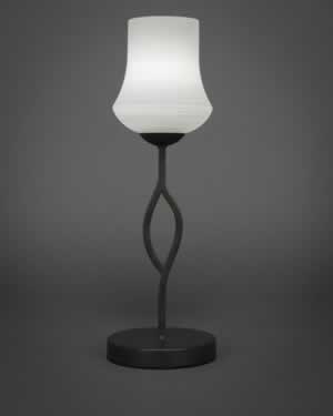 Revo Mini Table Lamp Shown In Dark GraniteFinish With 5.5" White Linen Glass