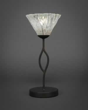 Revo Mini Table Lamp Shown In Dark GraniteFinish With 7" Italian Ice Crystal Glass