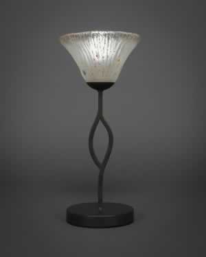 Revo Mini Table Lamp Shown In Dark GraniteFinish With Frosted Crystal Glass