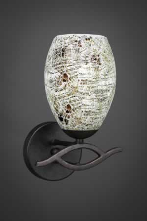Revo Wall Sconce Shown In Dark Granite Finish With 5” Natural Fusion Glass
