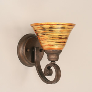 Curl Wall Sconce Shown In Bronze Finish With 7" Firré Saturn Glass