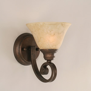 Curl Wall Sconce Shown In Bronze Finish With 7" Italian Marble Glass