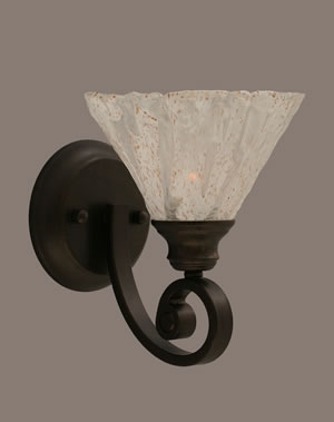 Curl Wall Sconce Shown In Bronze Finish With 7" Italian Ice Glass
