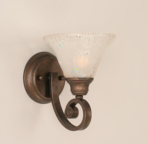 Curl Wall Sconce Shown In Bronze Finish With 7" Frosted Crystal Glass