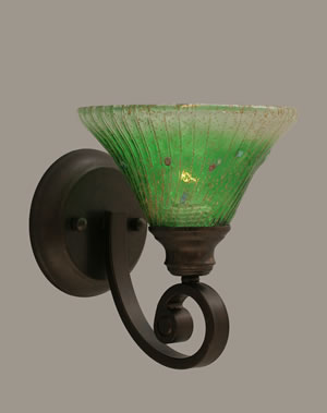 Curl Wall Sconce Shown In Bronze Finish With 7" Kiwi Green Crystal Glass