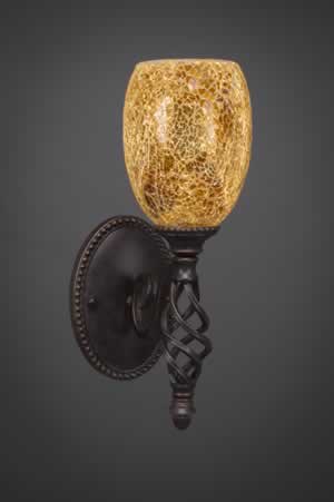 Eleganté Wall Sconce Shown In Dark Granite Finish With 5" Gold Fusion Glass