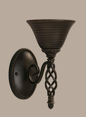 Eleganté Wall Sconce Shown In Dark Granite Finish With 7" Charcoal Spiral Glass