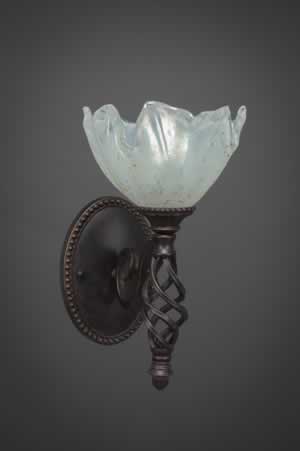 Eleganté Wall Sconce Shown In Dark Granite Finish With 7" Gold Ice Glass