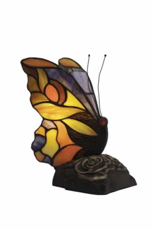 Orange Tip Tiffany Butterfly With Dark Granite Finish Base