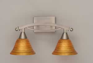 Bow 2 Light Bath Bar Shown In Brushed Nickel Finish With 7" Firré Saturn Glass