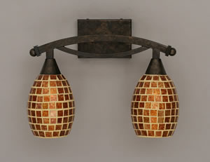 Bow 2 Light Bath Bar Shown In Bronze Finish With 5" Mosaic Glass