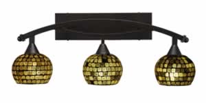 Bow 3 Light Bath Bar Shown In Bronze Finish with 6" Mosaic Glass