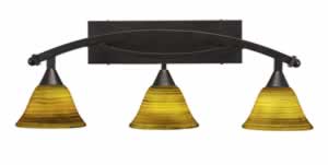 Bow 3 Light Bath Bar Shown In Bronze Finish with 7" Firré Saturn Glass