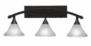 Bow 3 Light Bath Bar Shown In Bronze Finish with 7" Frosted Crystal Glass