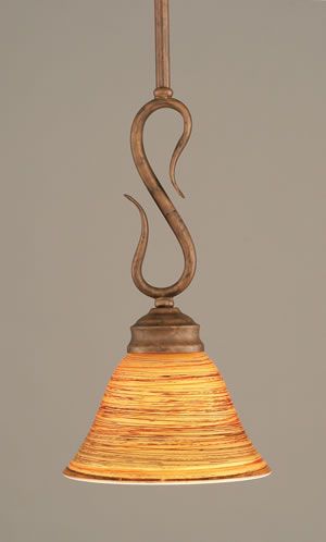 Swan Mini Pendant Shown In Bronze Finish With 7" Firré Saturn Glass
