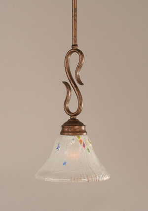 Swan Mini Pendant Shown In Bronze Finish With 7" Frosted Crystal Glass