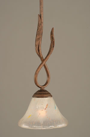 Leaf Mini Pendant Shown In Bronze Finish With 7" Frosted Crystal Glass