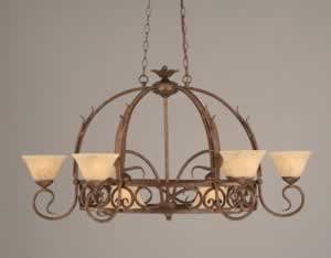 Leaf 8 Light Pot Rack With 8 Hook Shown In Bronze Finish With 7" Italian Marble Glass (Pots Not Included)