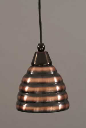 Cord Mini Pendant Shown In Black Copper Finish With 6" Beehive Metal Pendant