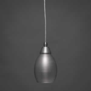 Cord Mini Pendant Shown In Brushed Nickel Finish With 5” Brushed Nickel Oval Metal Shade