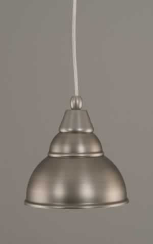 Cord Mini Pendant Shown In Brushed Nickel Finish With 7" Double Bubble Metal Shade