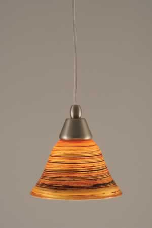 Cord Mini Pendant Shown In Brushed Nickel Finish With 7" Firré Saturn Glass