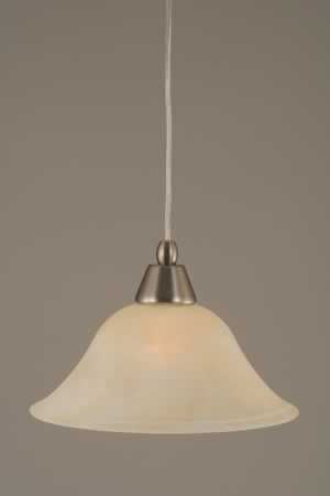 Cord Mini Pendant Shown In Brushed Nickel Finish With 10" Amber Marble Glass