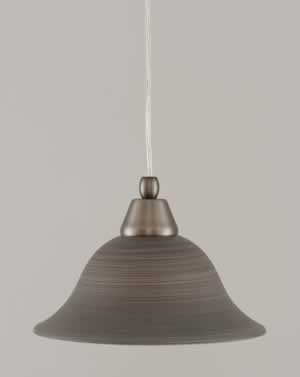 Cord Mini Pendant Shown In Brushed Nickel Finish With 10" Gray Linen Glass