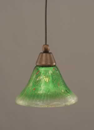 Cord Mini Pendant Shown In Bronze Finish With 7" Kiwi Green Crystal Glass