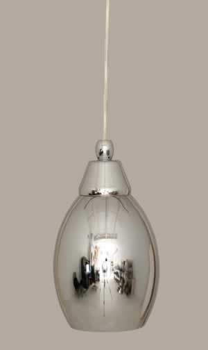 Cord Mini Pendant Shown In Chrome Finish With 5” Chrome Oval Metal Shade