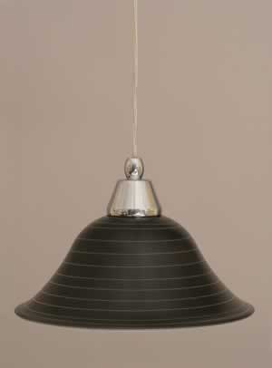 Cord Mini Pendant Shown In Chrome Finish With 10" Charcoal Spiral Glass