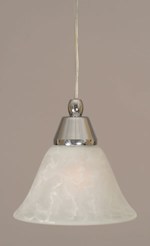 Cord Mini Pendant Shown In Chrome Finish With 7" White Marble Glass