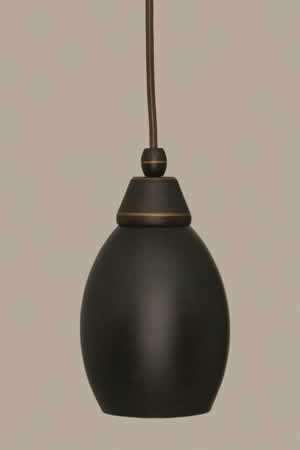 Cord Mini Pendant Shown In Dark Granite Finish With 5” Dark Granite Oval Metal Shade