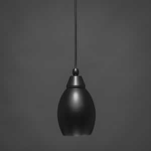 Cord Mini Pendant Shown In Matte Black Finish With 5” Matte Black Oval Metal Shade