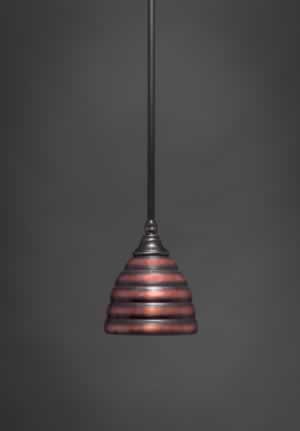 Stem Mini Pendant With Hang Straight Swivel Shown In Black Copper Finish With 6" Beehive Metal Shade"