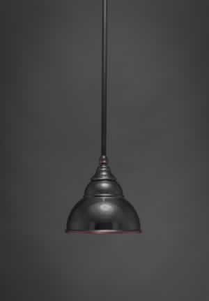 Stem Mini Pendant With Hang Straight Swivel Shown In Black Copper Finish With 7" Double Bubble Metal Shade"