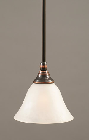 Stem Mini Pendant With Hang Straight Swivel Shown In Black Copper Finish With 7" White Marble Glass