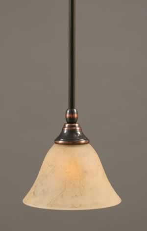 Stem Mini Pendant With Hang Straight Swivel Shown In Black Copper Finish With 7" Italian Marble Glass